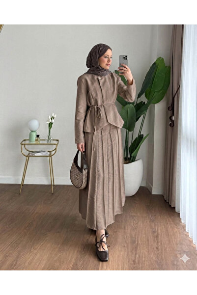 Women's Zara Cupola Mobile Belt Grass Skirt Set - Mink