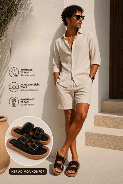 MUGGO Augusta Adjustable Double Buckle Casual Men's Slippers