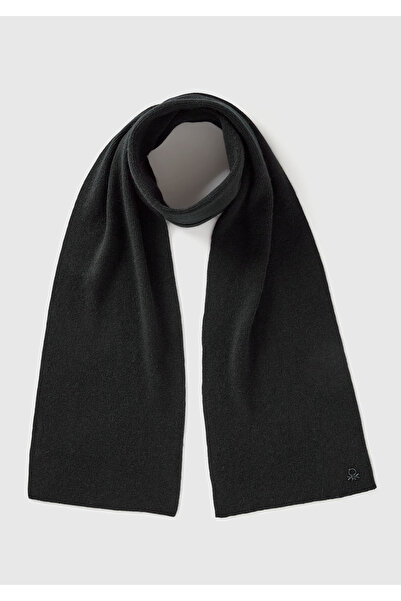 United Colors of Benetton Μαύρο μάλλινο και βισκόζιο μείγμα με κεντημένο λογό...