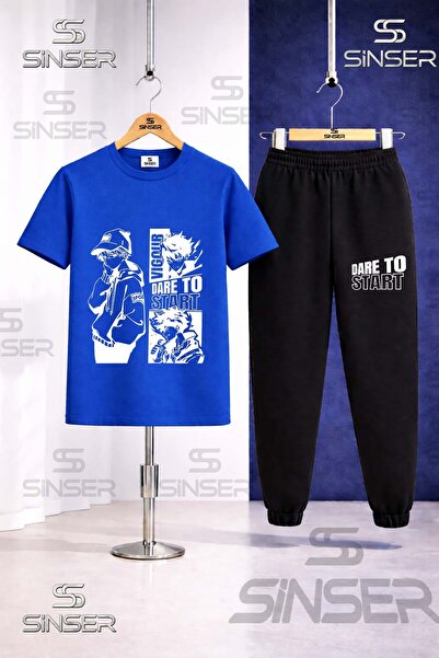 SS SİNSER Παιδικό σετ φόρμας με μπλουζάκι με στάμπα DARE TO START WHITE