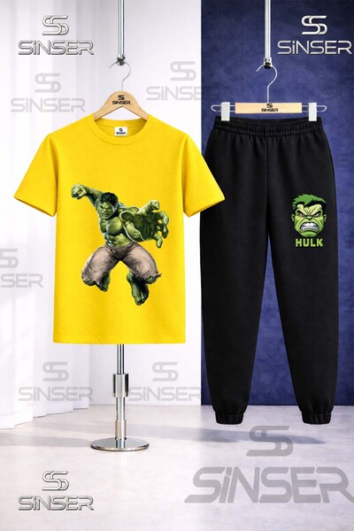 SS SİNSER Children's Hulk Giant Punching Printed T-Shirt Tracksuit Set