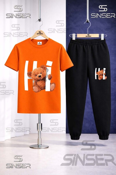 SS SİNSER Παιδικό σετ φόρμας με στάμπα HI AYICIK YAZI ICINDE