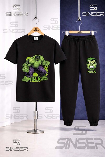 SS SİNSER طقم بدلة رياضية للأطفال مطبوع عليه HULK EL SIKAN GREEN TVL