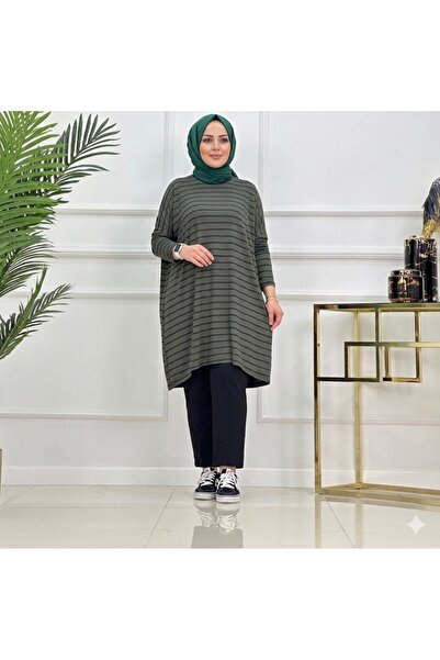 Afili Women's Wide Striped Standard Size Tunic 0723