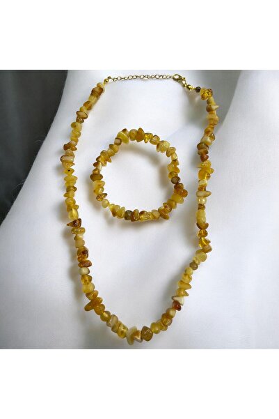 AURA STONE Aurastone Natural Amber Necklace Bracelet Set