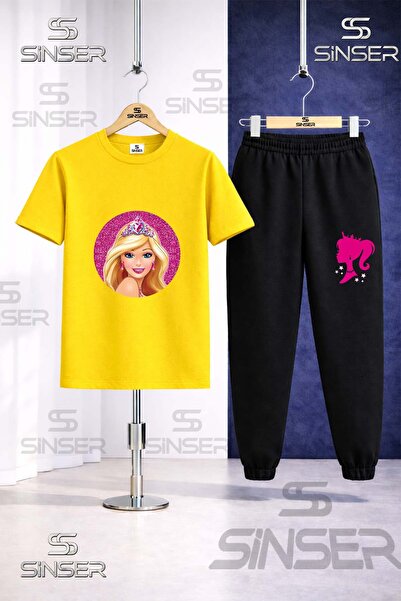 SS SİNSER طقم بدلة رياضية للأطفال مطبوع عليه BARBIA DAIRE TACLI