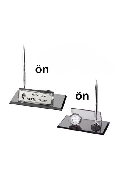 Çılgıntrend Kişiye Özel Psikolog Masa Üstü İsimlik - Saatli ve Kalemli Lüks K...