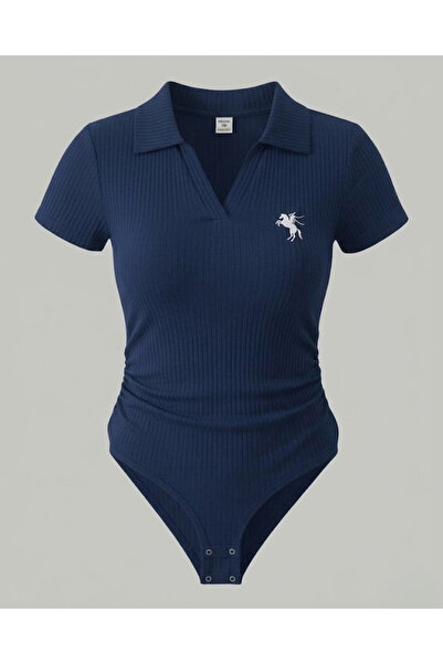 Toum Κορμάκι με γιακά πόλο, ριμπ ύφανση και λύκρα, πολυτελείας