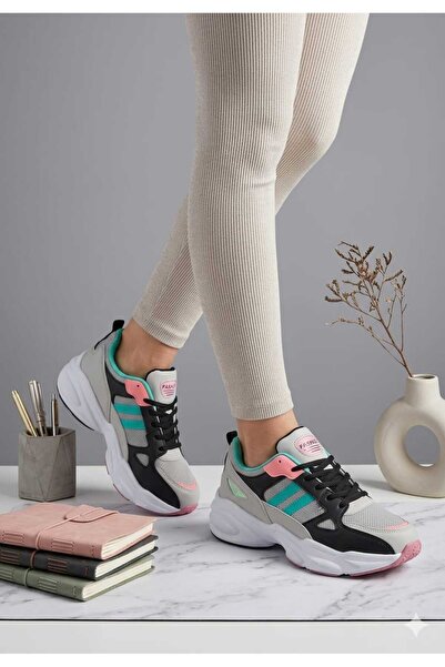 Moda Kadıköy Γυναικεία παπούτσια sneaker με λευκή πράσινη αντι-κιτρινιστική σόλα