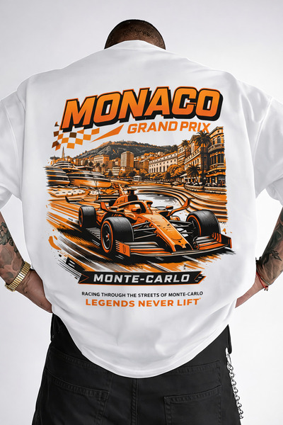 LOTS MODA Unisex μπλουζάκι Grand Prix του Μονακό με στάμπα μπροστά και πίσω, ...