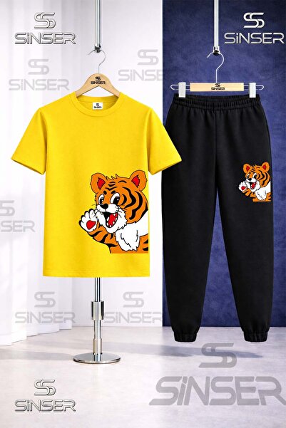 SS SİNSER Детски комплект YANDAN: Тениска и долнище на анцуг с щампа на сладъ...