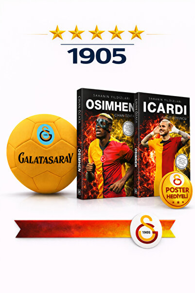 Galatasaray Osimhen & Icardi Lisanslı No 5 Futbol Topu 2026 Model + Poster He...