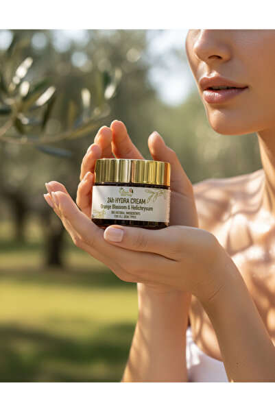 Olive Auras 24h Hydration & Youthful Glow Face Cream 96% Natural Ingredients Orange Blossom & Helichrysum 50ml