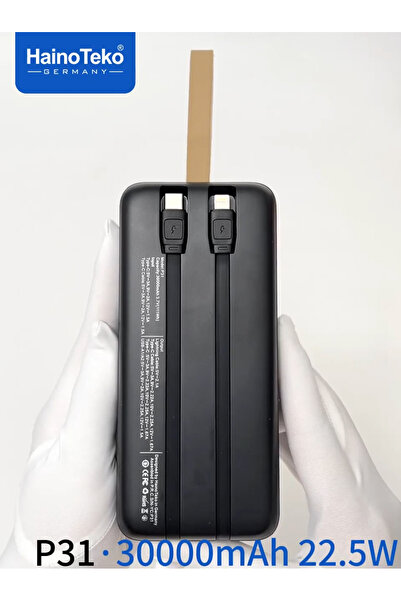 HAINOTEKO P31 30000mAh Power Bank with 22.5W Fast Charging LED Digital Display and Built in Cable