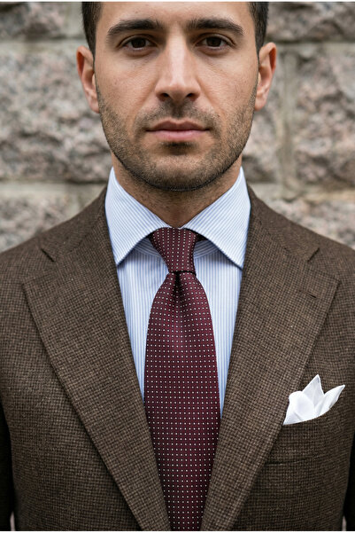 CROATE Κόκκινη και λευκή γραβάτα με κουκκίδες από 100% μετάξι – 8 εκ. Κλασική...