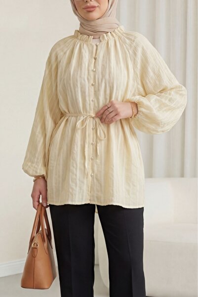 HİJABAYA Πουκάμισο με βολάν στο γιακά και μανίκια μπαλόνι, με διακοσμητικό βο...