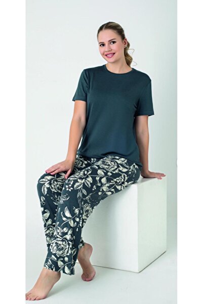 NightLove Women's Viscose Crew Neck Short Sleeve Pajama Set C840-910