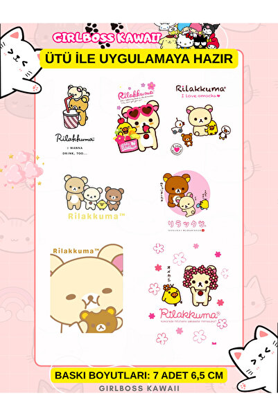 Girlboss Kawaii Rilakkuma ütü ile yapışan tekstil baskı , DTF baskı , açık - ...