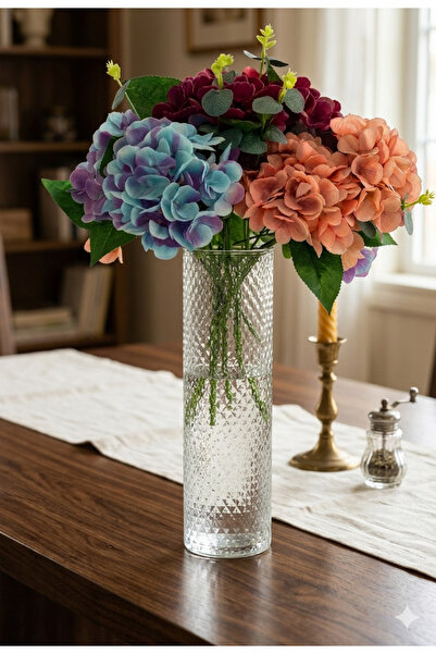 KdrElektronik Γυάλινο βάζο κυλινδρικού σχήματος 40 εκ. για σαλόνι/γραφείο, δι...