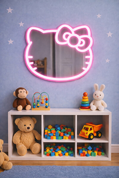 Digital Hayat Miss Kity Panda Işıklı Ayna – Kız Çocuk Odası Dekoratif Pembe,R...
