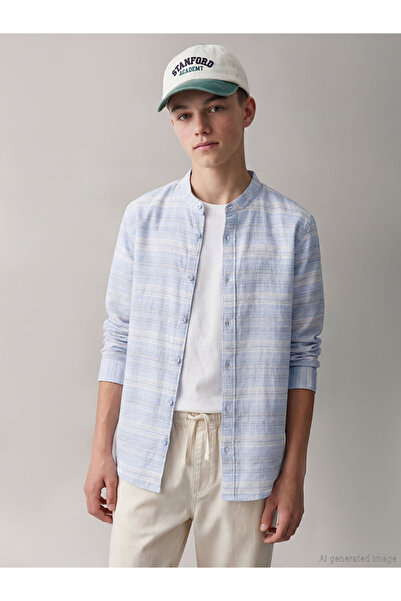 LC Waikiki Esvab • Modern & Distinctive Stand Collar Striped Boys' Shirt