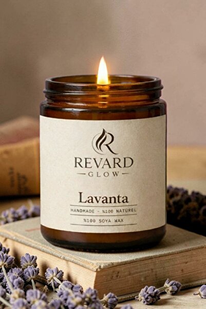 Revard Glow Lavanta Kokulu Mum - %100 Doğal El Yapımı Soya Mumu - 100 cc Cam Kavanoz