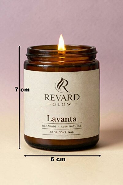 Revard Glow Lavanta Kokulu Mum - %100 Doğal El Yapımı Soya Mumu - 100 cc Cam Kavanoz
