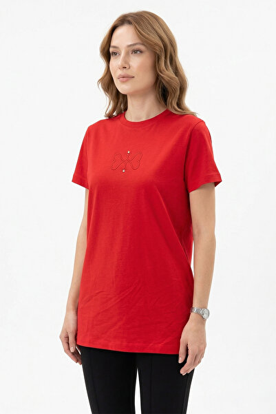 Missemramiss Βαμβακερό Κεντημένο Μπλουζάκι Τουνίκ 5360 Κόκκινο