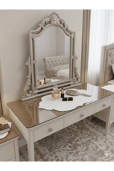 NURHAN HOME COLLECTION Ekru Nakışlı 3 Parça Oda Takım
