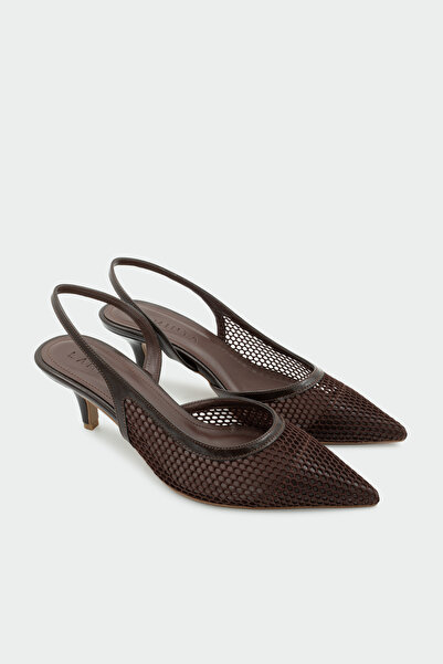 LAMİNTA Scoby File Λεπτομερή Γυναικεία Παπούτσια με Τακούνι σε Καφέ Χρώμα