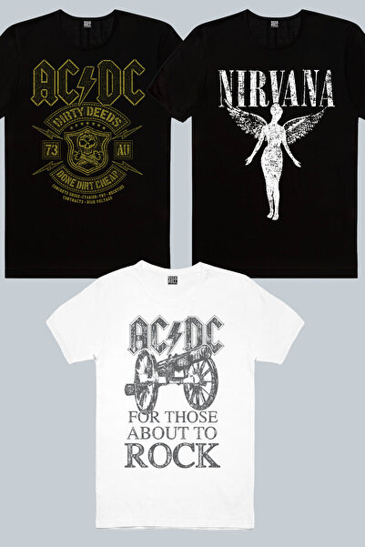ROCKANDROLL Karlı Acdc, Top Rock Acdc White, Melek Nirvana Μαύρο Ανδρικό Μπλο...