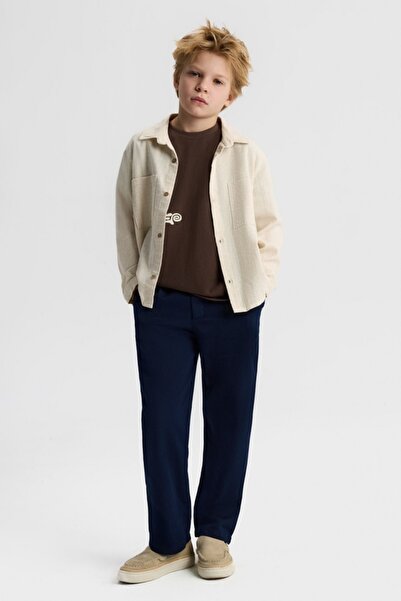 nk kids Elastic Waist Straight Leg Slim Gabardine Trousers