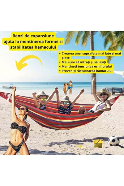 OEM Hamac De Gardina 200×80 cm cu bara din lemn, bumbac, multicolor Shar...