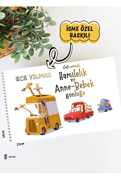 Lodos İsme Özel Anı Defteri (Cute Animals Hamilelik ve Anne Bebek Anı Günlüğü)