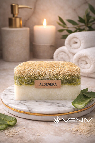 VENİV 100% Natural Pumpkin Fiber Soap - Alovera & Goat Milk - 100 Gr