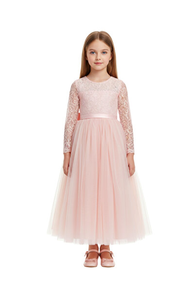 ddaniela D' Daniela - Lace Half Sleeve Dress - Shrimp Pink - 2Y to 12Y
