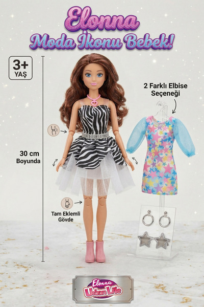 craftivio Elonna Urban Life Tam Eklemli Oyuncak Bebek 30 cm - 2 Farklı Kıyafe...