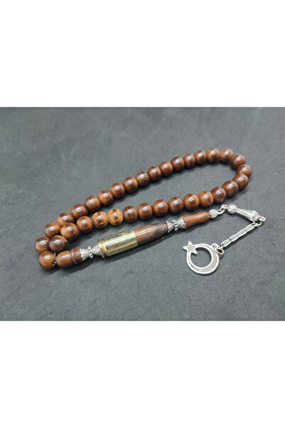 İskeçe Tesbih Ιμάμει Μπούκλες από Φυσικό Ξύλο Καρυδιάς με Κενό Πυρήνα και Αση...