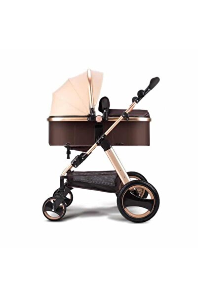 OEM Καρότσι Little Bird, με ανάρτηση, Καφέ (Μπεζ) 2 σε 1 μετατρέψιμο landou-s...