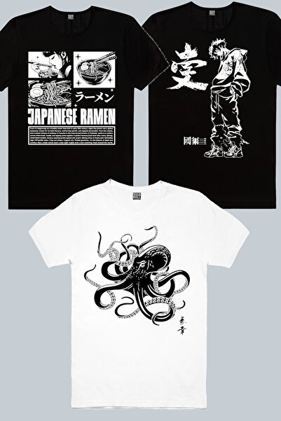 ROCKANDROLL Ιαπωνικά νουντλς μαύρα, Ιαπωνικό χταπόδι, Cool Anime 3-pack ανδρι...