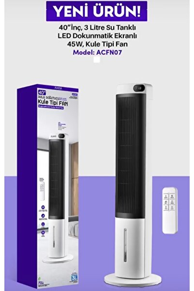 aetcr ACFN07 40" Sulu Soğutucu Kule Tipi Vantilatör - 3L Su Tanklı, LED Dokun...