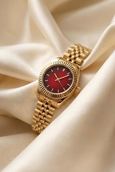 İnogge Redos Luxury Women's Wristwatch – Vintage Round Case with Red Detail G...