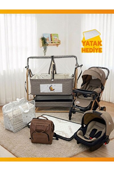 modabebekler Mega Bebek Çeyiz Seti – Park Beşik Bebek Arabası, Puset, Mama Sandalyesi Seti