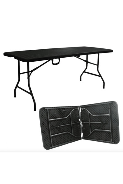 OEM Garden table, terrace and patio, rectangular, steel, 180x74x74 cm, black ...