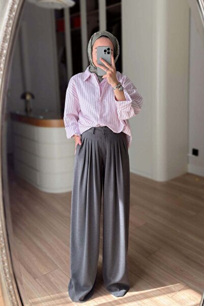 Ka Hijab Παντελόνι με πιέτες - Γκρι