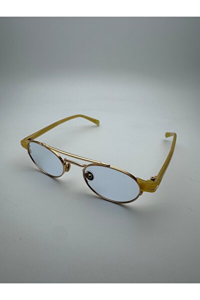 Polo Hill DB1042/S Gold Metal Detaylı Oval Sarı Çerçeve,Mavi UV Korumalı Caml...