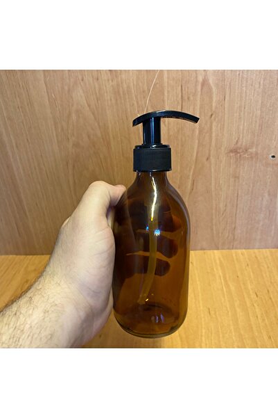 Pause Art Home 300 Cc Amber Glass Bottle - Black Pump - 300 ml Brown Pump Bottle