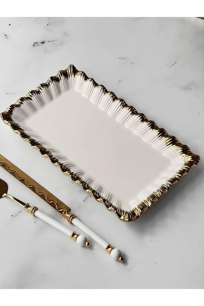 ROY KING Sofia Gold Rectangular Presentation Plate 36Cmx21Cm