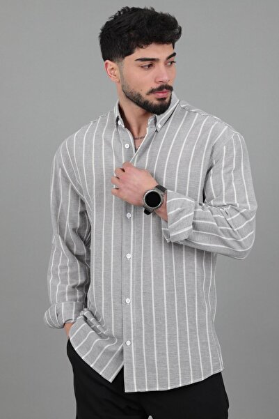 Stilkombin Şile Çizgili Oversize Uzun Kol Yazlık Gömlek MRS 226_40418