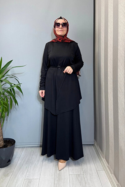 AlMarwah Κοστούμι με λεπτομέρεια ζώνης, μαύρο 202968